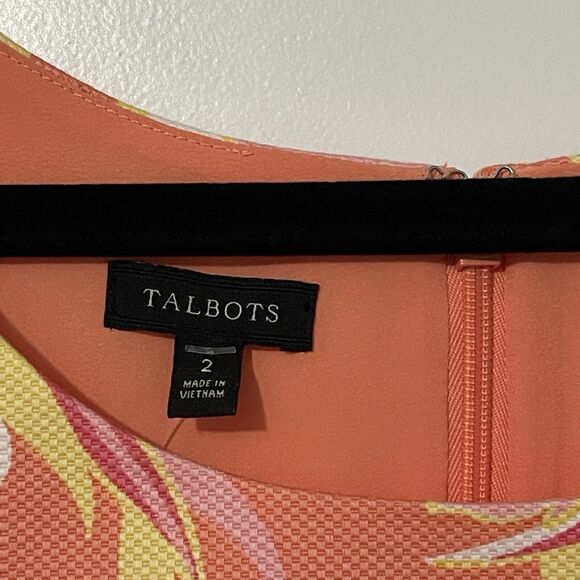 Talbots Women’s Dress Size 2 Multicolor Floral Tropical Vacation Sleeveless - Picture 5 of 6